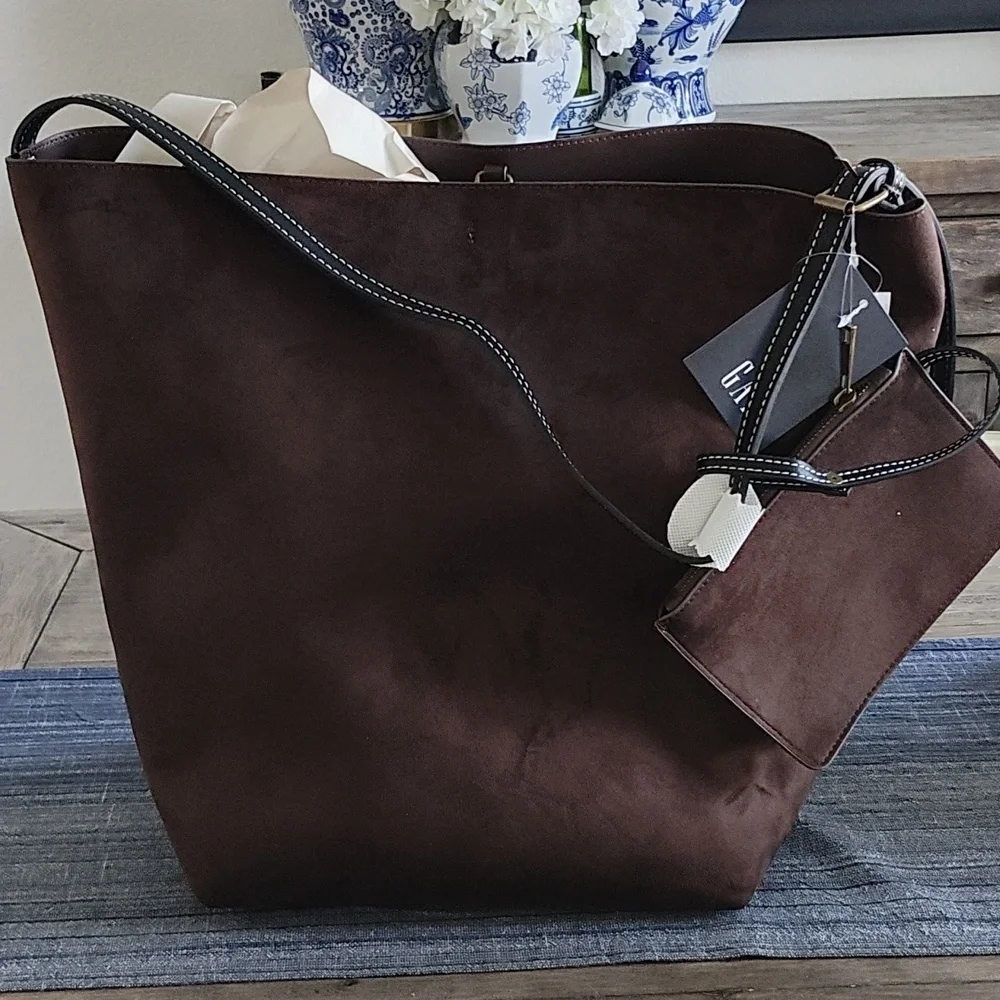 GAP Brown Vegan Suede Bucket Bag.